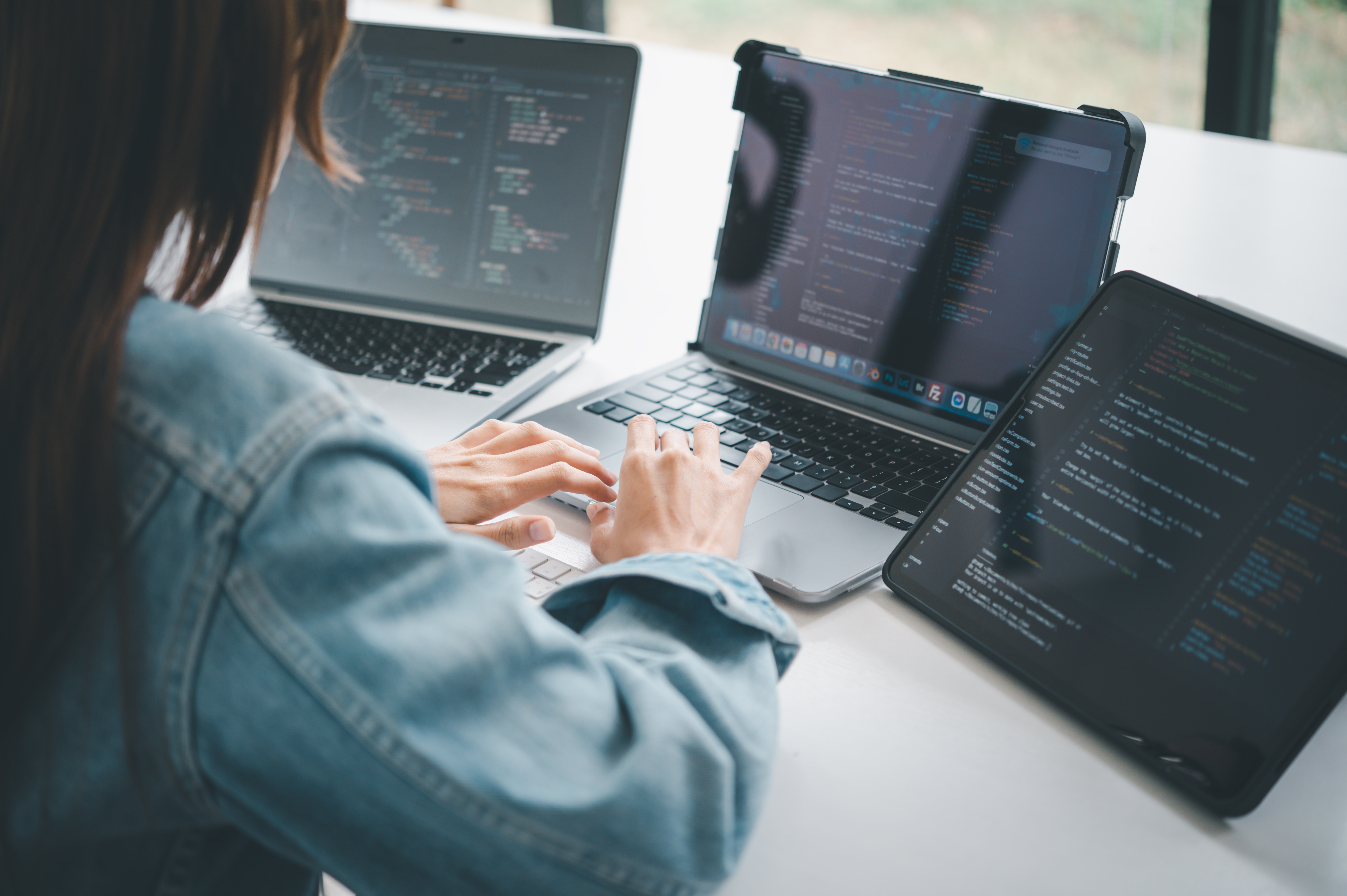 Programmer working intently