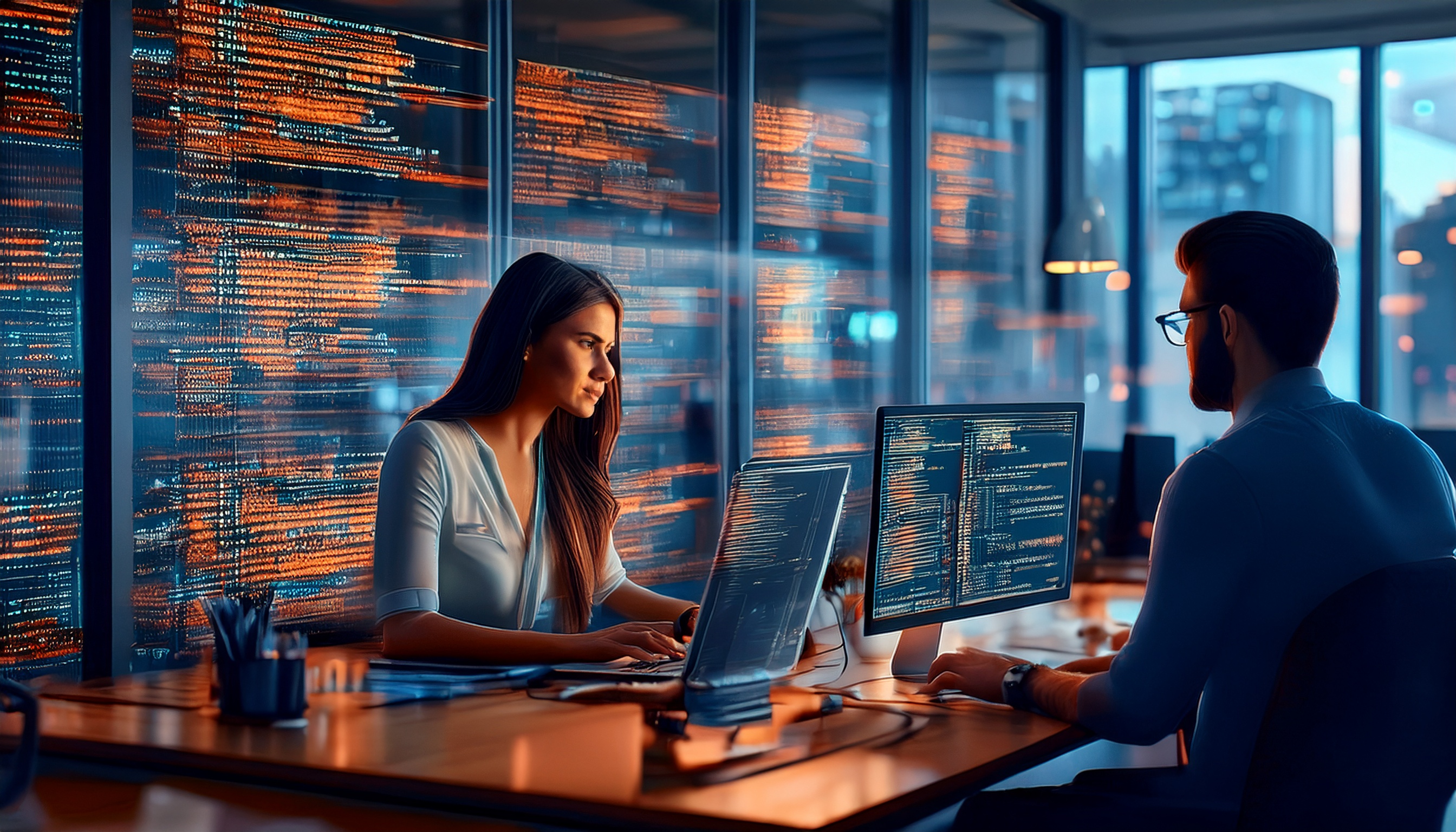 Team collaborating during coding